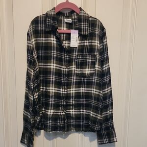 NWT Girls SZ XS Plaid Button Down Shirt